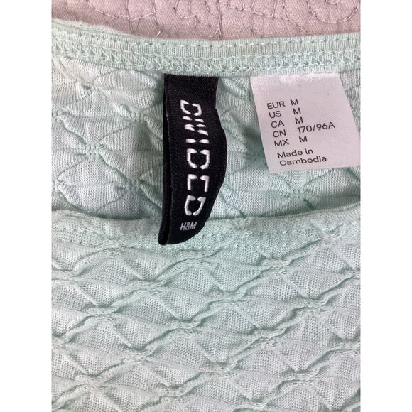 H&M Divided Cute Mint Textured Crop Top*Scoop Neck*Stretch Fit Womens Size M*EUC - Picture 5 of 6